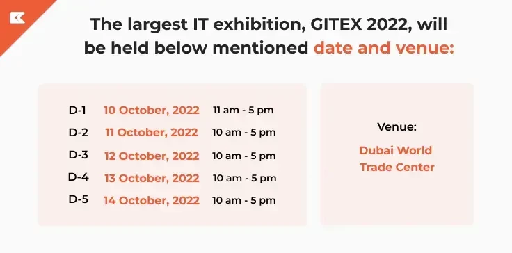 timing and location for gitex 2022 event