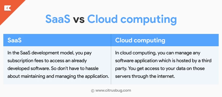 difference between saas vs cloud computing